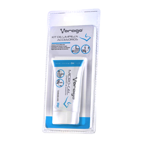 KIT DE LIMPIEZA DE ACCESORIOS VORAGO, CLN-105, MICRO GEL 30 G + 1 FRANELA DE MICROFIBRA, BLANCO